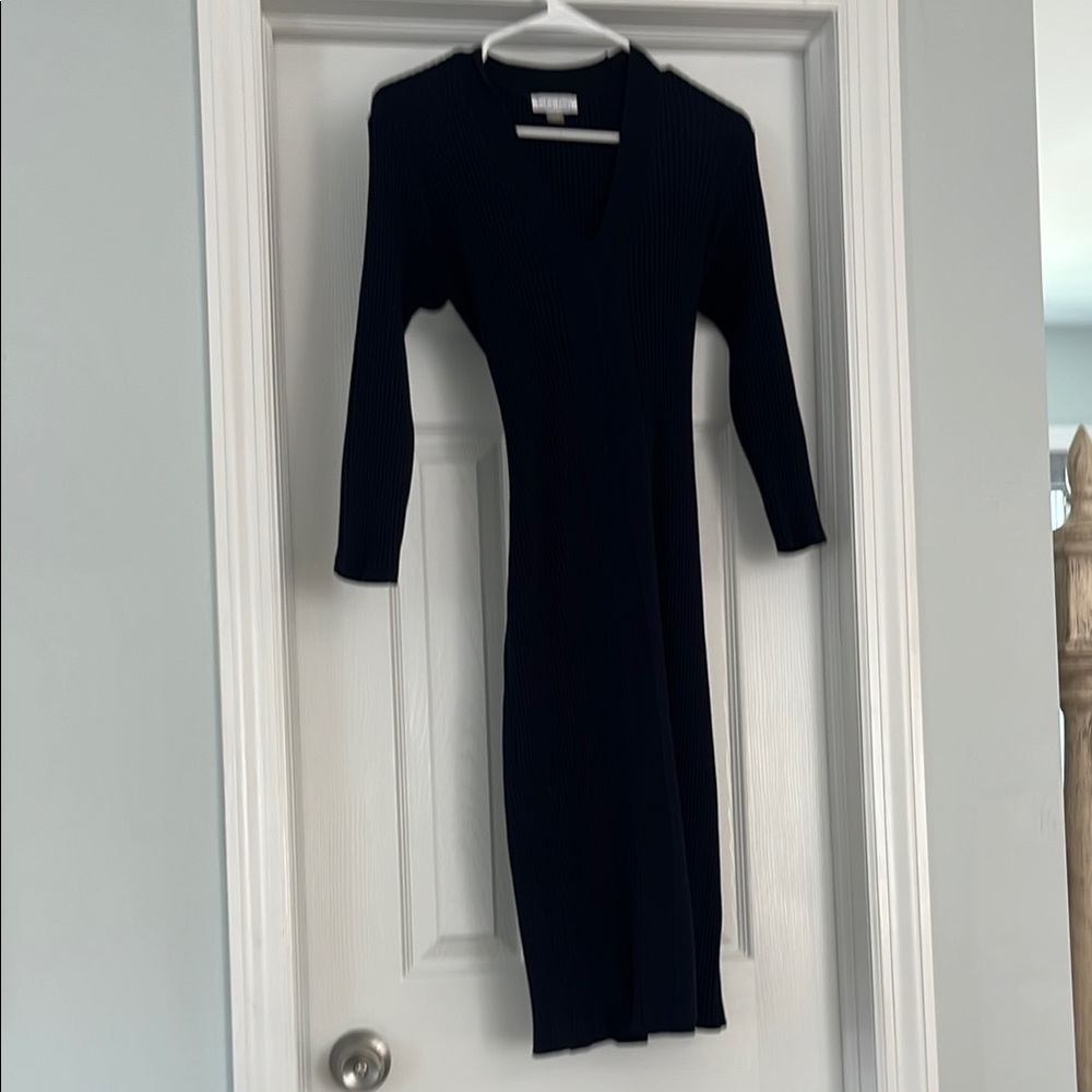 Calvin Klein Collection Navy V-Neck Bodycon Dress